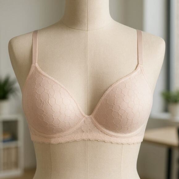 Fredericks of Hollywood Pink Floral Lace Valerie Push Up Underwire Bra 34C NWT - Picture 1 of 4